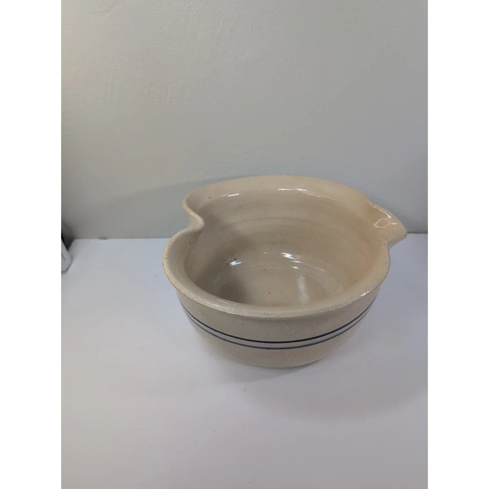 Marshall Pottery TX Cobalt Stripes Heart Batter Mixing Bowl MAGNOLIAS 10